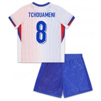 Francúzsko Aurelien Tchouameni #8 Vonkajší Detský futbalový dres ME 2024 Krátky Rukáv (+ trenírky)